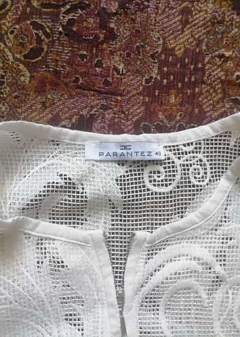 Parantez Dantel Detaylı Beyaz Bohem Uzun Kollu Hamile Ceketi