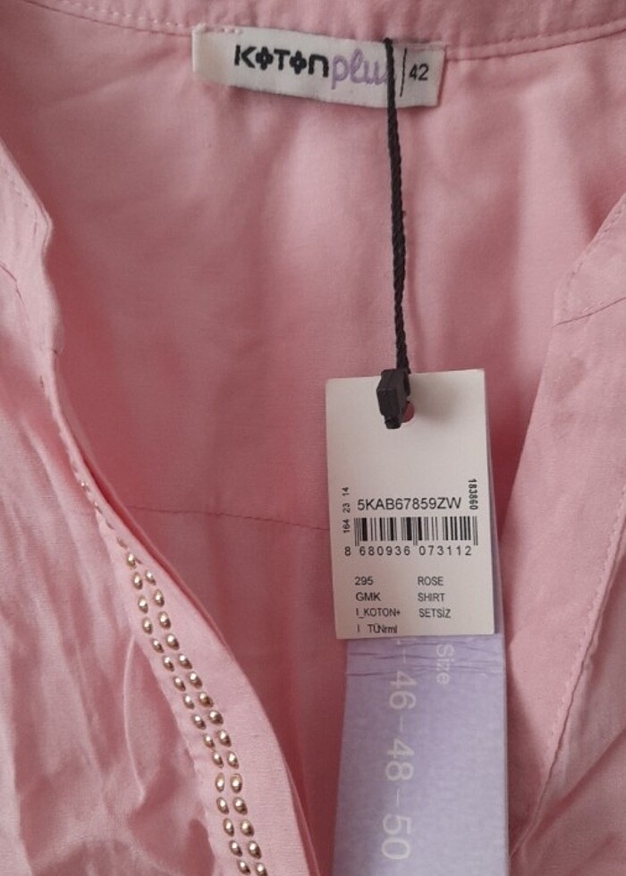 Koton seker pembe pullu gömlek  - Görsel 2