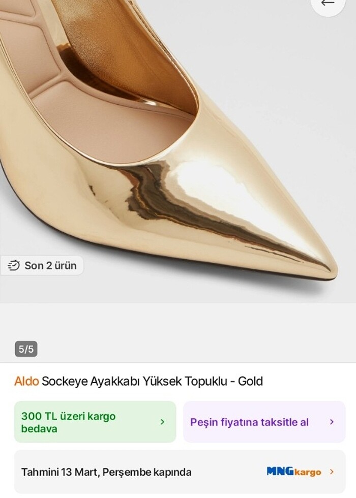 Gold Altın sarısı metalik topuklu ayakkabı stiletto  - Görsel 2