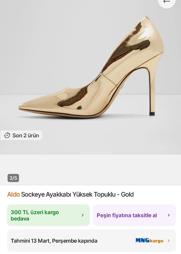 Gold Altın sarısı metalik topuklu ayakkabı stiletto  - Görsel 3