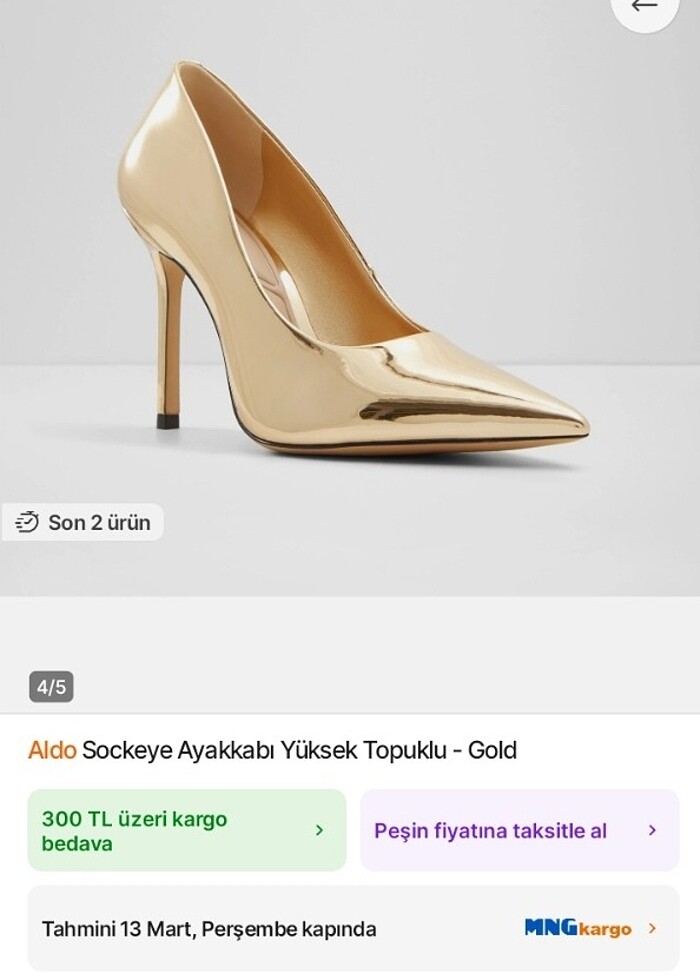 Gold Altın sarısı metalik topuklu ayakkabı stiletto  - Görsel 4