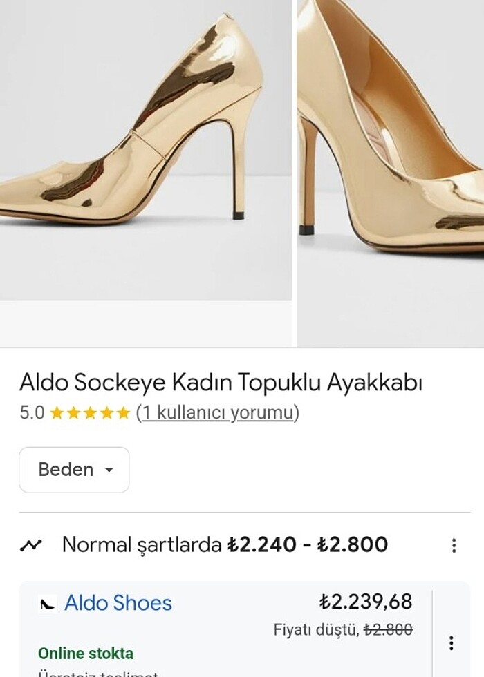 Gold Altın sarısı metalik topuklu ayakkabı stiletto  - Görsel 5