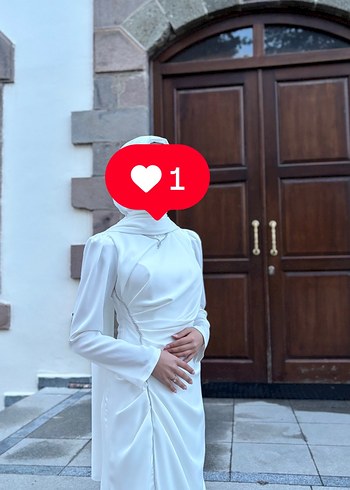 Drapeli Beyaz Uzun Kadın Elbise nikah elbisesi - Görsel 2