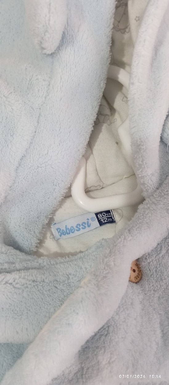 Kapüşonlu Erkek Bebek Mavi Tulum - Görsel 2