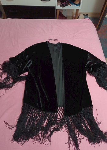 universal Beden Püsküllü Siyah Gotik Kadın Şal hirka