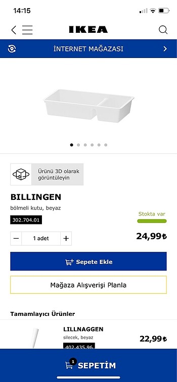  Beden Renk Üç adet Ikea Bölmeli Düzenleyici