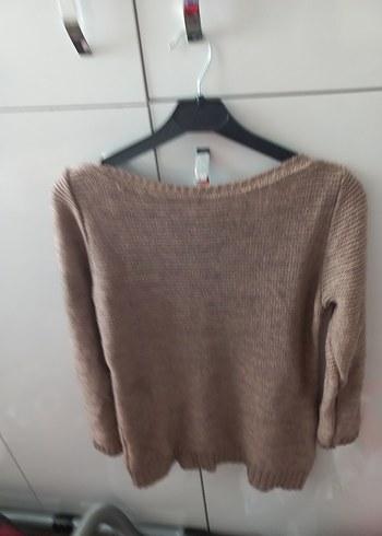 Nakışlı Kahverengi Kadın Triko Kazak - Görsel 2