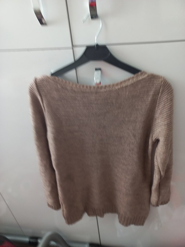 Nakışlı Kahverengi Kadın Triko Kazak - Görsel 2