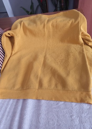 Sarı Kadın Sweatshirt, Uzun Kollu, Salaş - Görsel 2