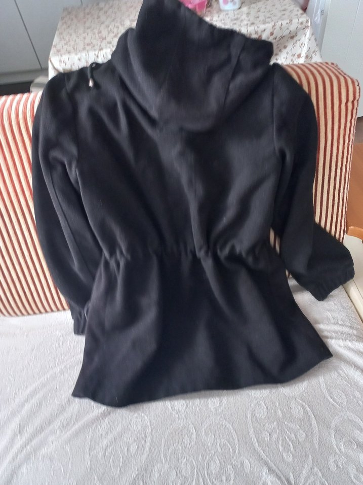 Siyah Mini Kapüşonlu Fermuarlı Kadın Ceket - Görsel 2