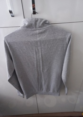 Gri Yarım Fermuarlı kadın Sweatshirt - Görsel 2