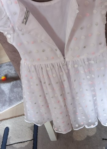 24-36 Ay Beden Beyaz Nakışlı Kız Çocuk Elbise 2 3 yaş