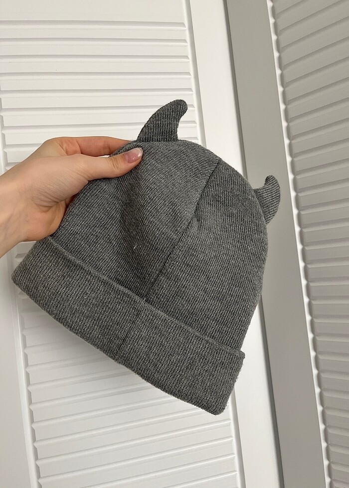 Şeytan kulaklı bere gri - Görsel 2