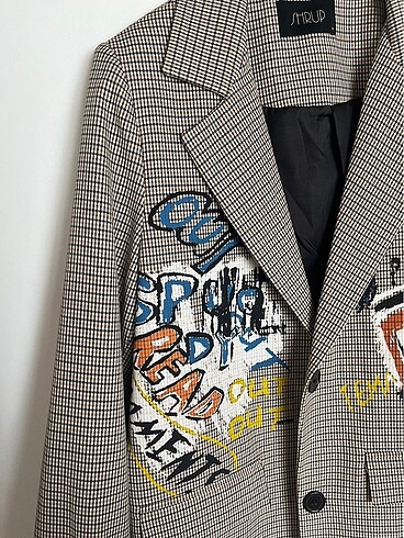 Baskılı blazer ceket - Görsel 2