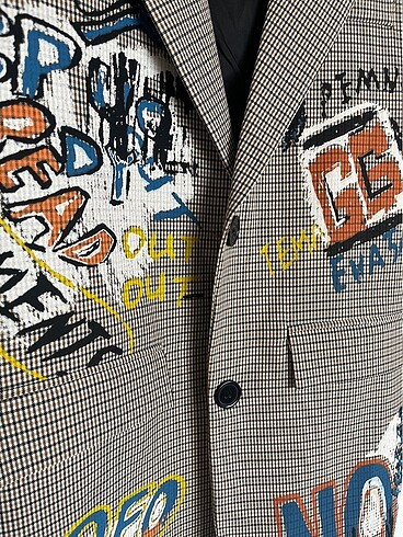 Baskılı blazer ceket - Görsel 4