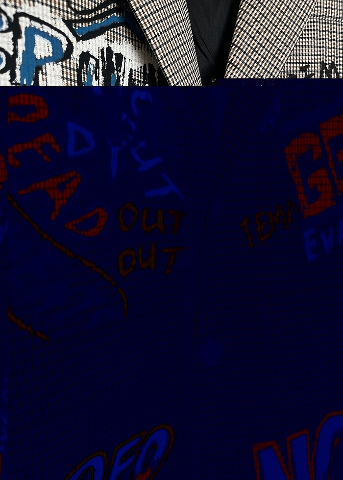 Baskılı blazer ceket - Görsel 4