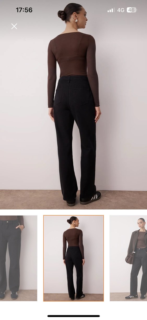 Siyah Düğmeli Bol Kesim Kadın Kot Pantolon - Görsel 2