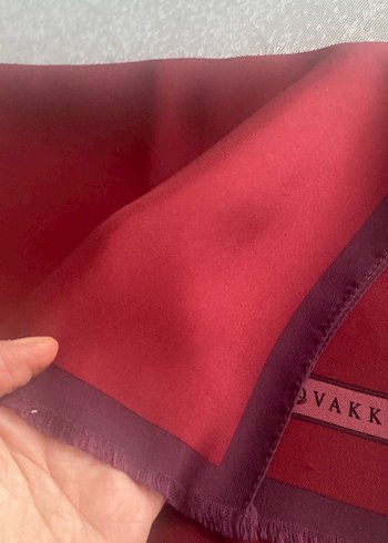Kadın Bordo İpek Şal - Vakko orjinal - Görsel 3