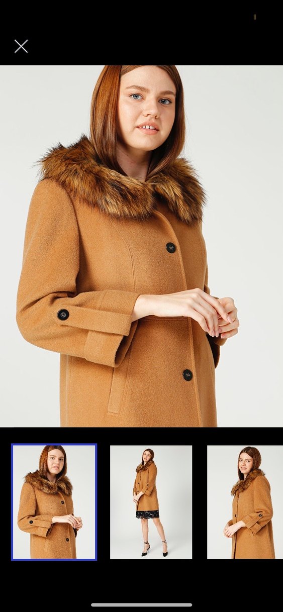 Ekol yün Kürklü Yaka Taba Kadın Kaban - Görsel 3