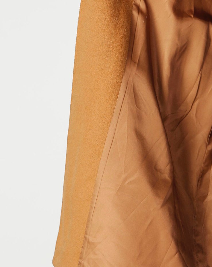 Selen yün Kuşaklı Camel Rengi Kaban - Görsel 4