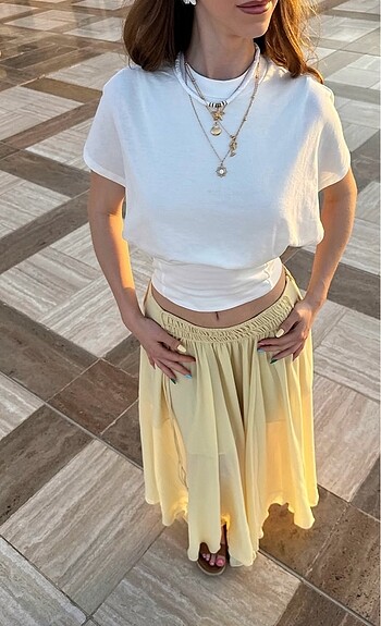 s Beden H&M Butter Yellow viral etek 36 BEDEN