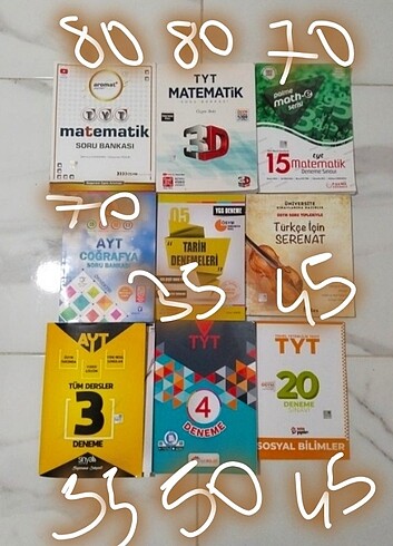 Karışık YKS Kitapları 35-80 TL Arası 