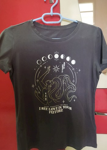 Addax Baskılı Siyah Rock Punk Tişört