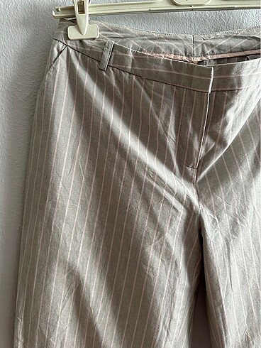 Çizgili Gri Kumaş Pantolon - Görsel 2