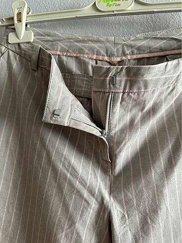 Çizgili Gri Kumaş Pantolon - Görsel 3