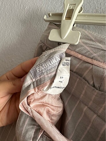 Çizgili Gri Kumaş Pantolon - Görsel 4