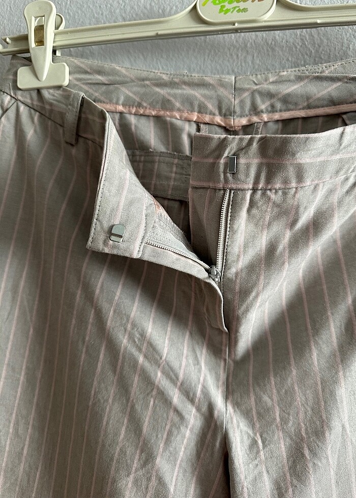 Çizgili Gri Kumaş Pantolon - Görsel 3