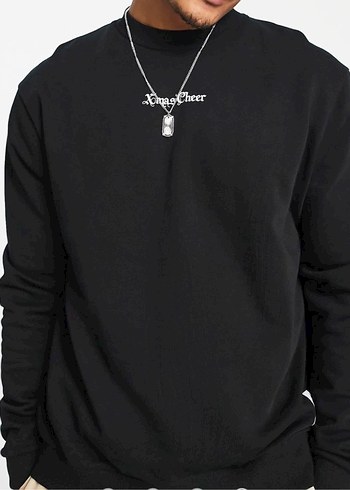 Siyah Elf Baskılı Sweatshirt - Görsel 5