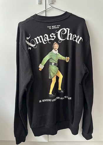 Siyah Elf Baskılı Sweatshirt - Görsel 2