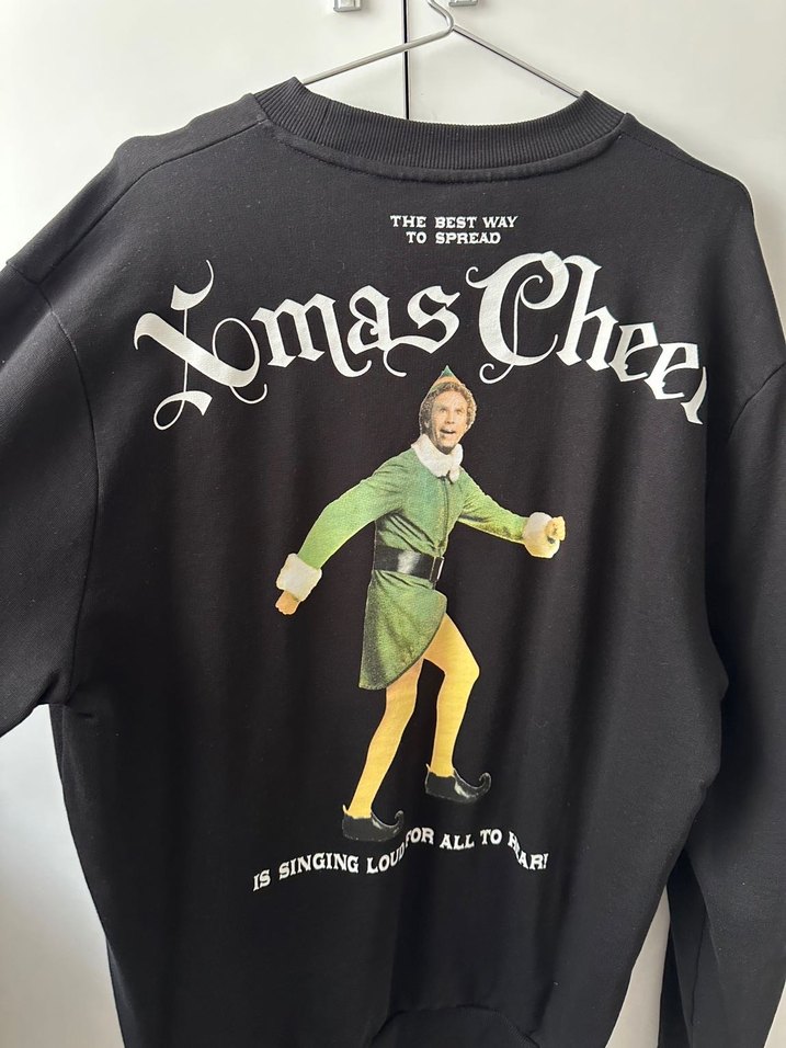 Siyah Elf Baskılı Sweatshirt - Görsel 3