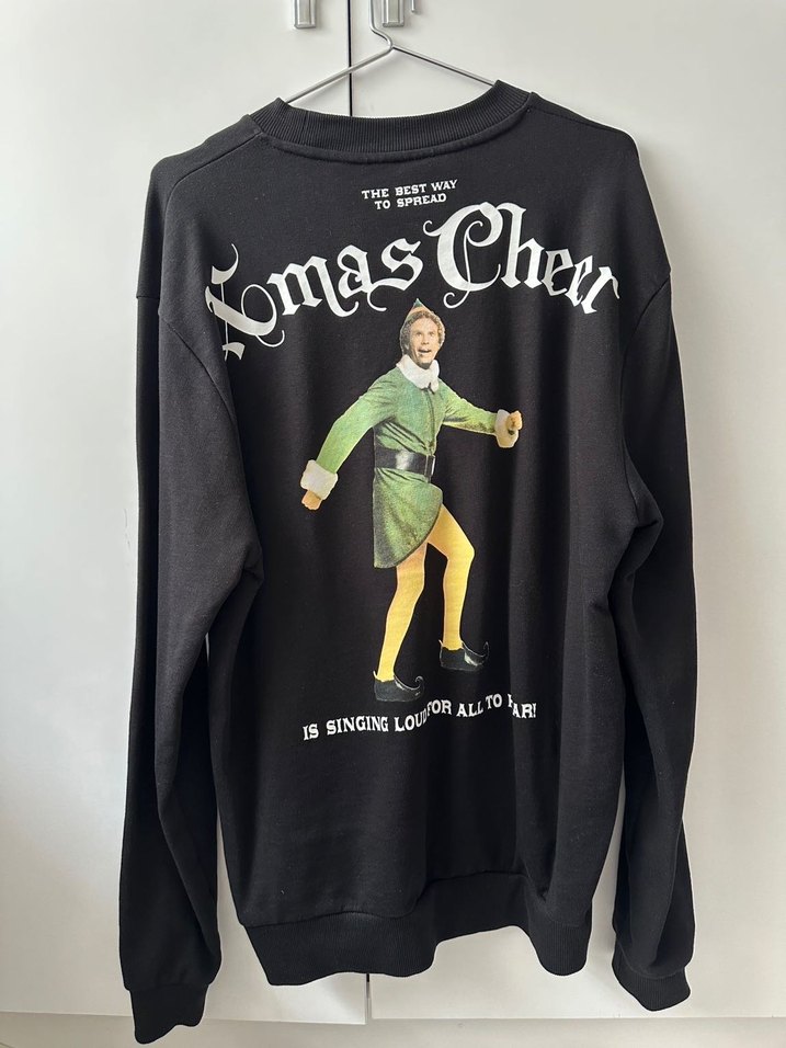 Siyah Elf Baskılı Sweatshirt - Görsel 2