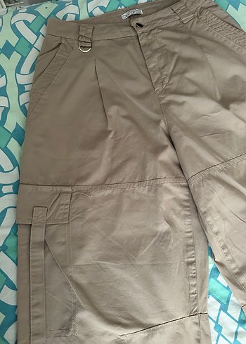 Bej Bol Kesim Kadın Kumaş Pantolon - Görsel 2