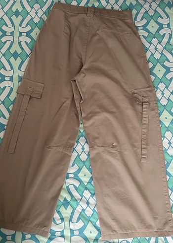 Bej Bol Kesim Kadın Kumaş Pantolon - Görsel 5