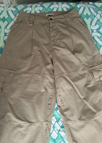 Bej Bol Kesim Kadın Kumaş Pantolon - Görsel 3