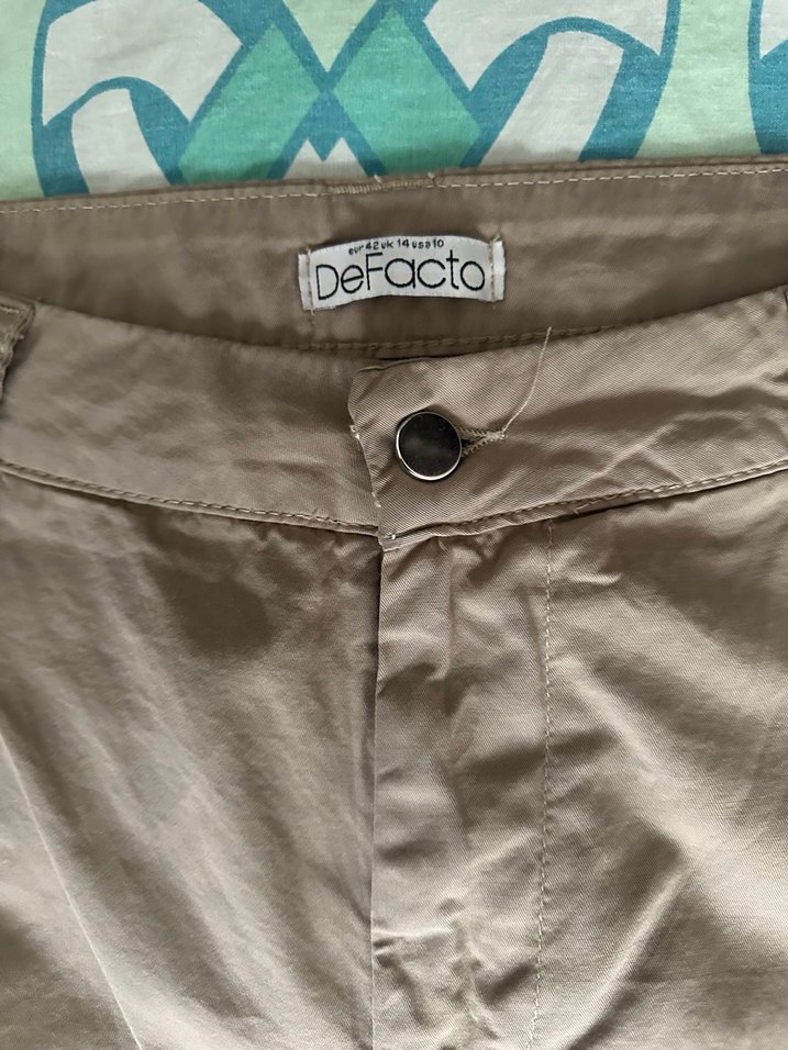 Bej Bol Kesim Kadın Kumaş Pantolon - Görsel 4