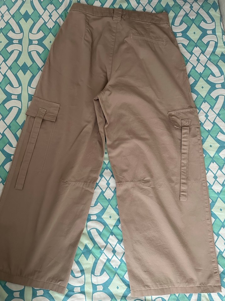 Bej Bol Kesim Kadın Kumaş Pantolon - Görsel 5