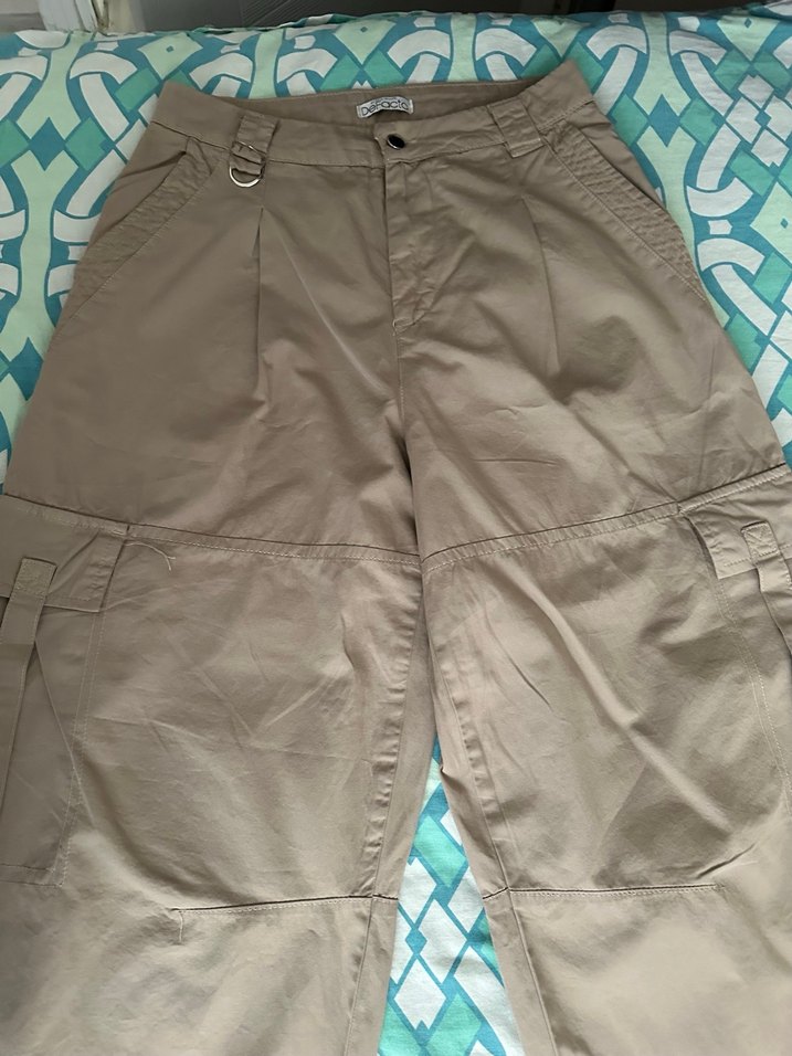 Bej Bol Kesim Kadın Kumaş Pantolon - Görsel 3