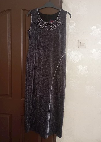 Gri Uzun Sleevless Gotik Elbise midi boy