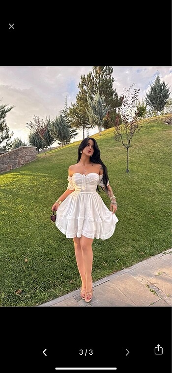 Volanlı Beyaz Elbise