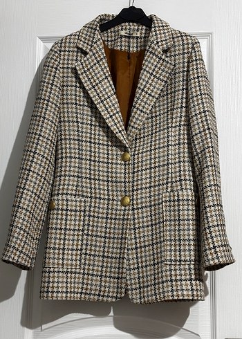 Zara Klasik Ekose Keten Blazer Ceket