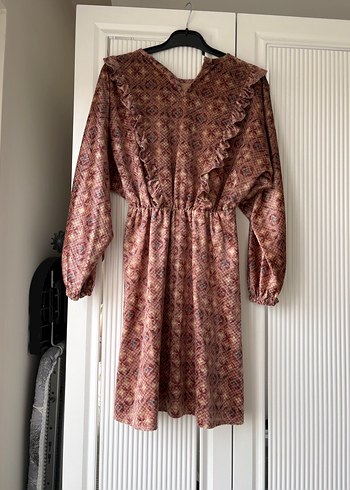 Bordo Uzun Kol Bohem Salaş Elbise - Görsel 3