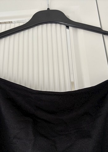 Siyah Drapeli Uzun Straplez Kadın Elbise - Görsel 2