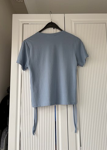 Kadın Mavi Kısa Kollu Fitted Tişört - Görsel 3