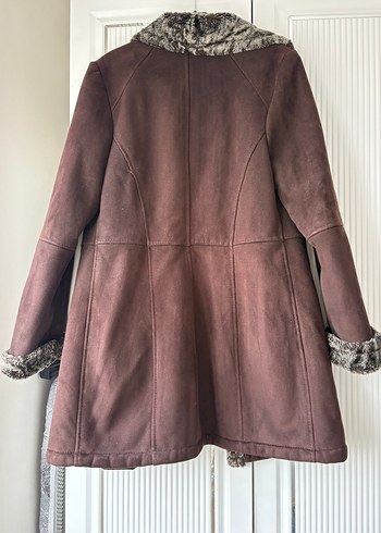 Vintage Kahverengi Süet Kürklü Kadın Kaban - Görsel 5