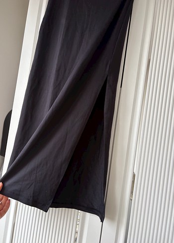 Drapeli Siyah Uzun Etek - Görsel 2