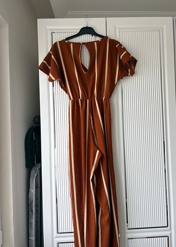 Bohem V Yaka Kahverengi Uzun Tulum - Görsel 4